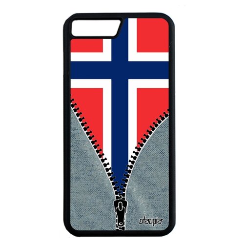 фото Чехол для телефона apple iphone 7 plus, "флаг норвегии на молнии" страна государственный utaupia