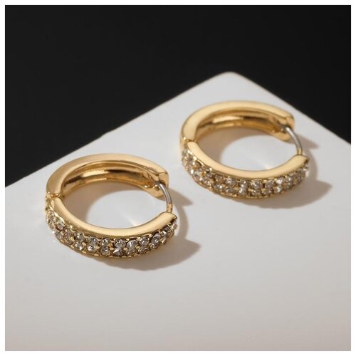 фото Серьги-кольца"классические" два ряда, d=2 см, цвет белый в золоте queen fair 5390689 .