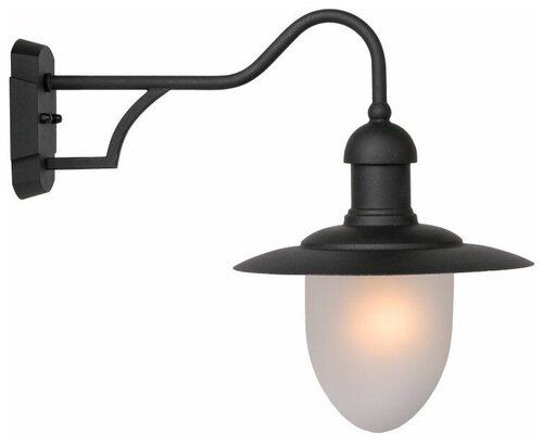 Lucide Уличный настенный светильник Aruba 11871/01/30, E27, 14 Вт, цвет арматуры: черный, цвет плафона белый