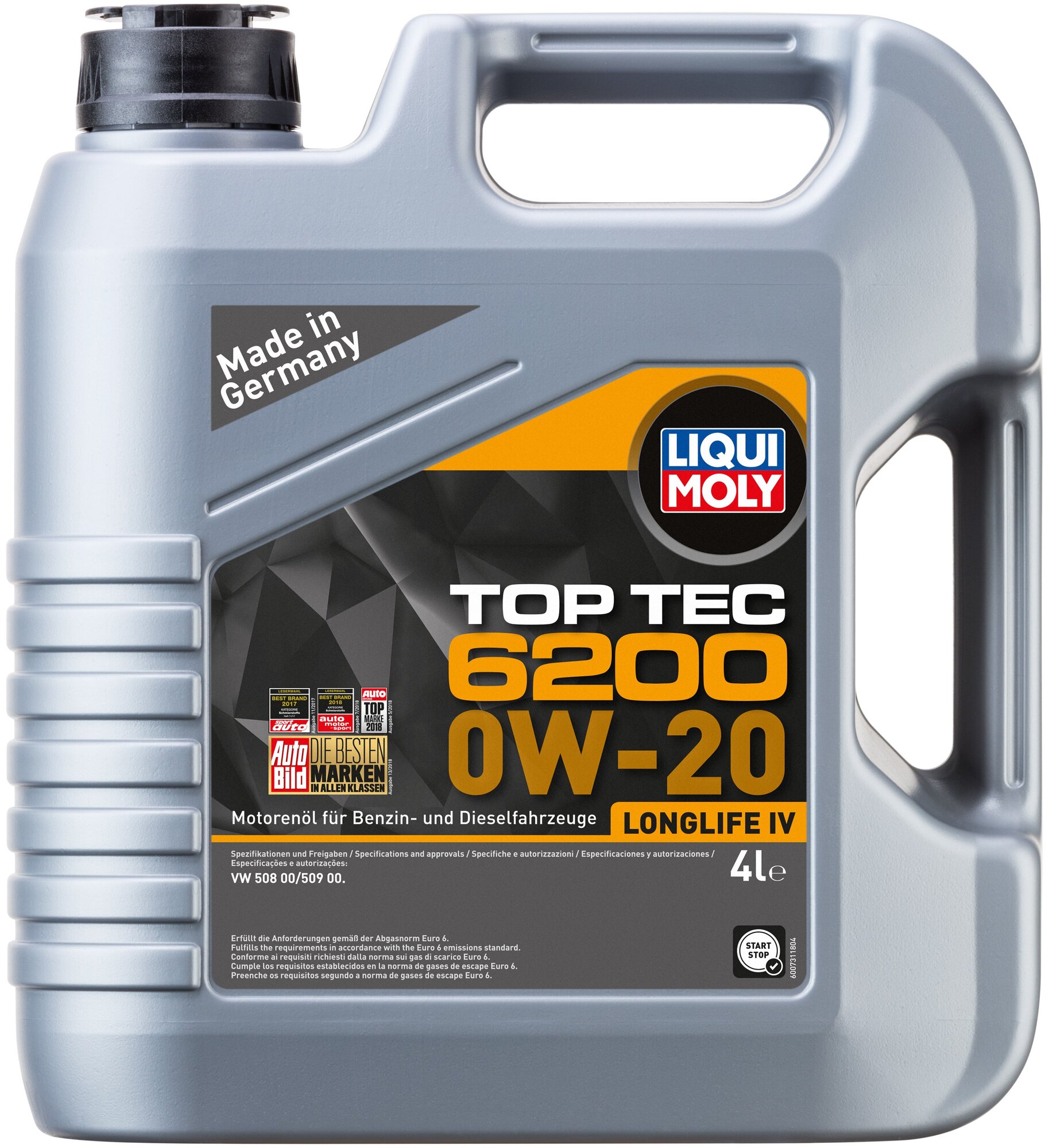 20788 LiquiMoly НС-синтетическое моторное масло Top Tec 6200 0W-20 4л