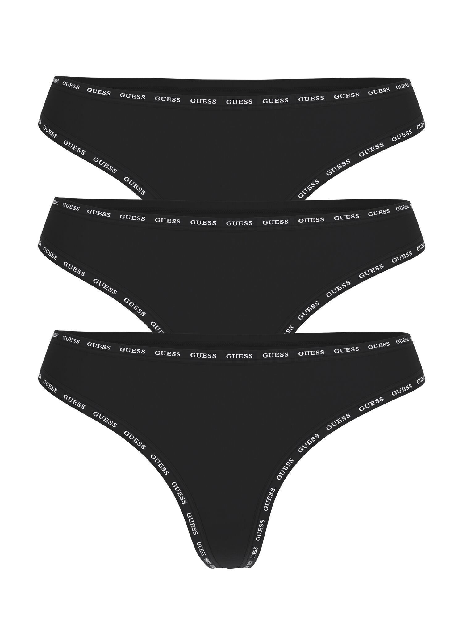 Трусы GUESS 3 PACK BASIC THONG, комплект из 3 шт., размер S, черный2