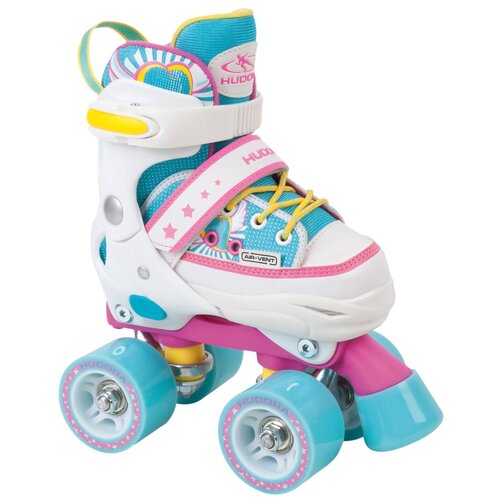 Раздвижные роликовые коньки HUDORA Rollschuh Skate Wonders, 22037, р. 32 – 35, белый/голубой/розовый скейтборды hudora скейтборд retro skate wonders