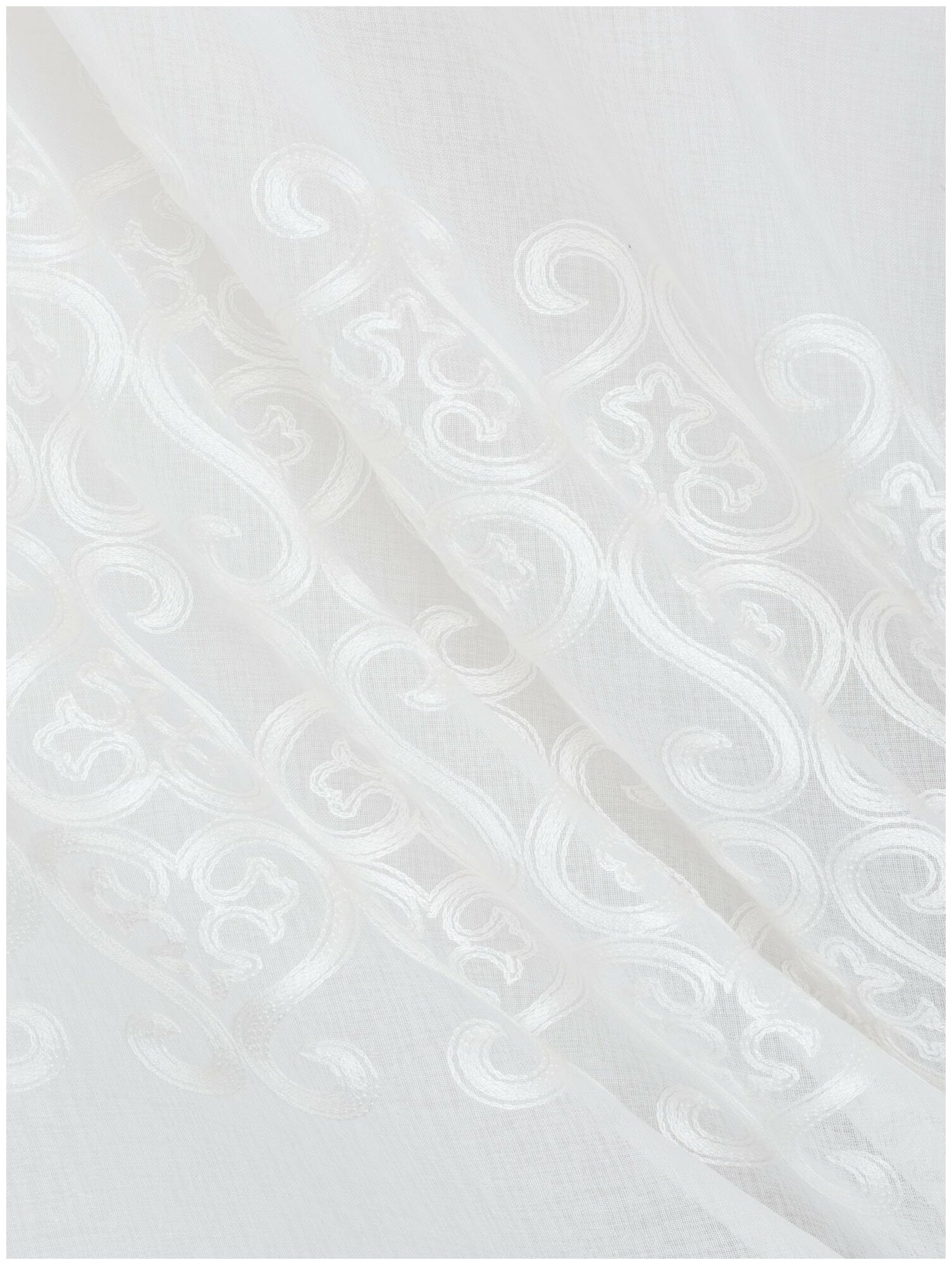 Тюль-вуаль DDA белый с белой вышивкой 300*260см - фотография № 3