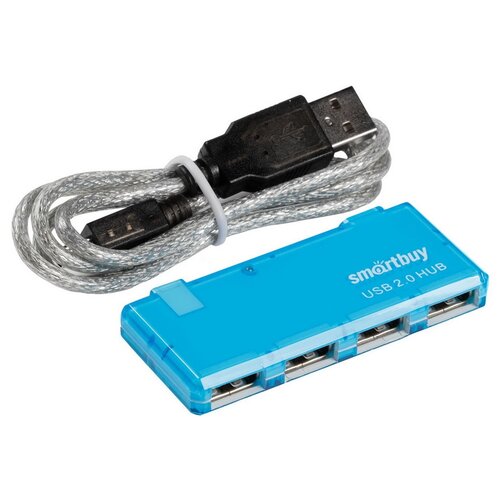 USB 2.0 Хаб Smartbuy 6110, 4 порта, голубой (SBHA-6110-B) usb 3 0 хаб smartbuy с выключателями 7 портов sbha 7307 b черный