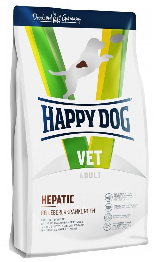 Happy Dog Vet Diet Hepatic сухой корм для взрослых собак при заболеваниях печени - 1 кг