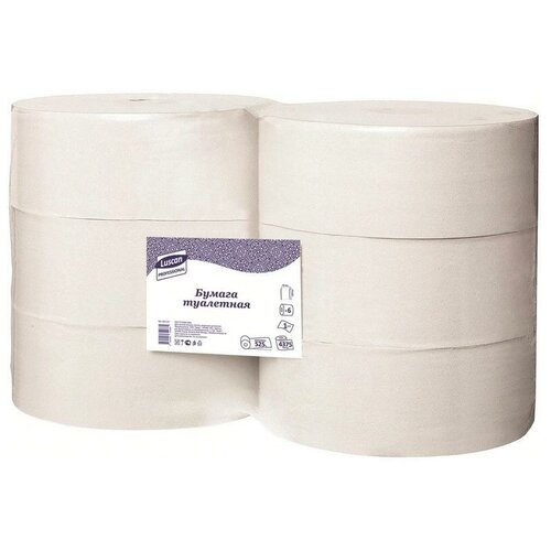 Купить Туалетная бумага в больших рулонах Luscan Professional 1-слойные 6 рулонов по 525 метров, T1, белый, вторичная целлюлоза