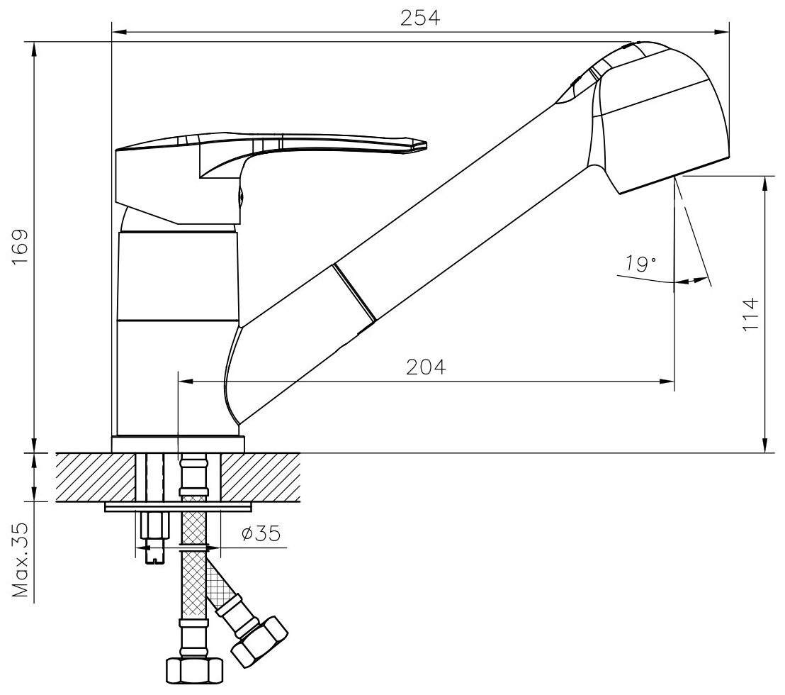 Смеситель DECOROOM DR70023 одноручный для кухни с вытяжным изливом - фотография № 2