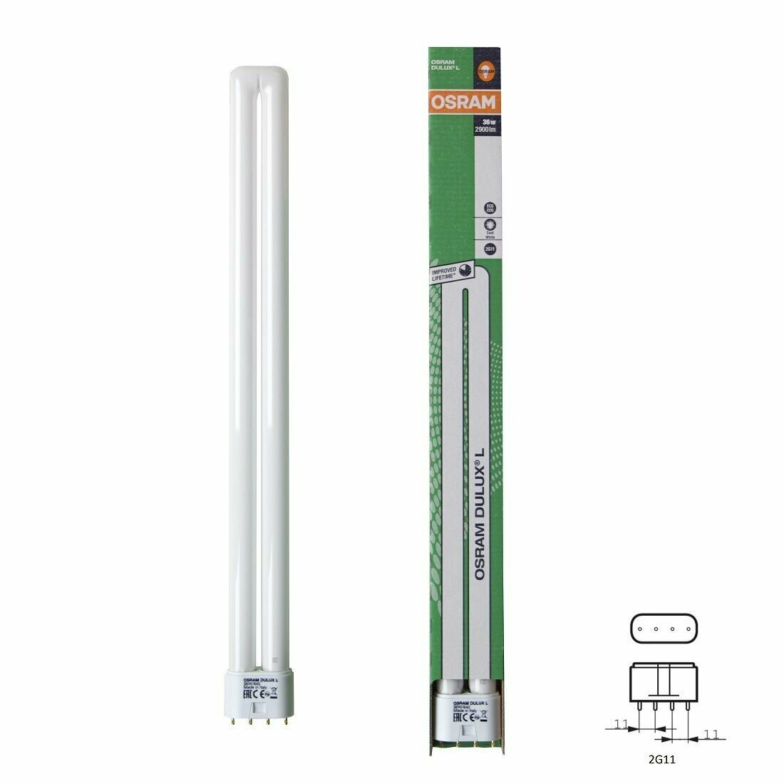 Лампа энергосберегающая Osram DULUX L 36W/840 2G11
