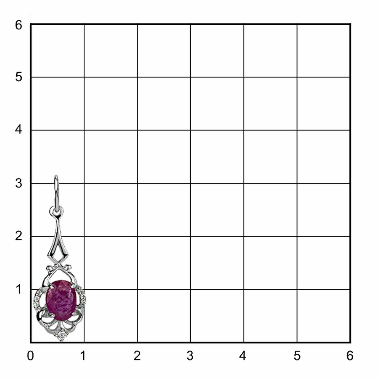 Подвеска CORDE, серебро, 925 проба, родирование, фианит, рубин