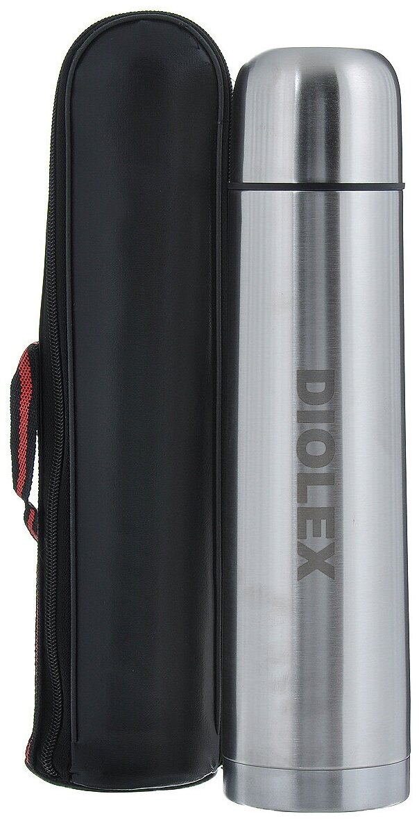 Термос классический Diolex 1000 мл (DX-1000-B) в чехле, серебристый