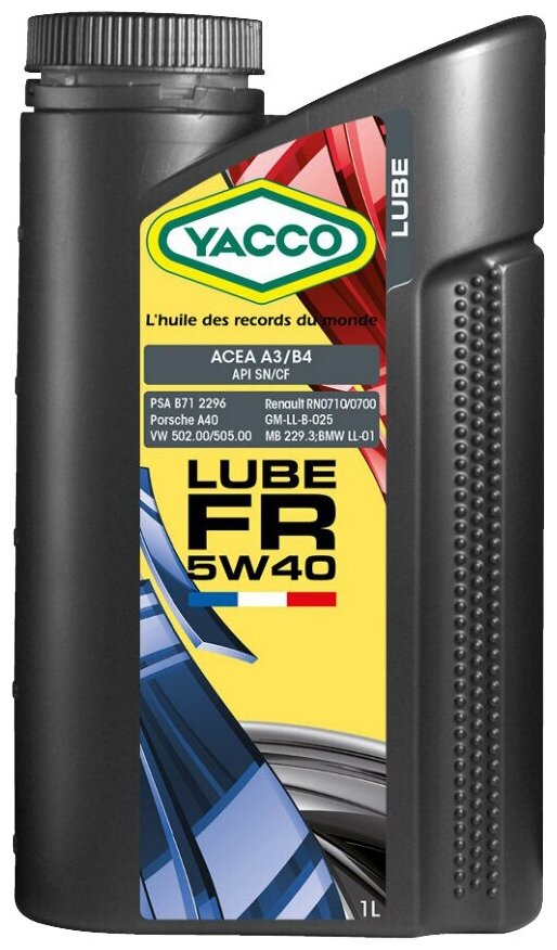 Моторное масло YACCO LUBE FR 5W40 синтетическое, 1 л.