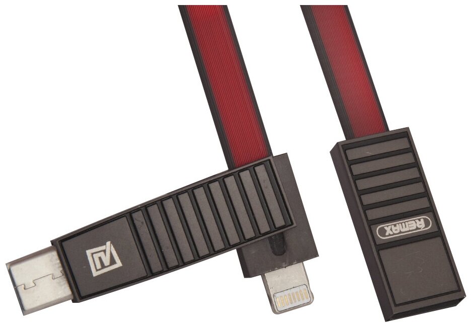 USB кабель 3 в 1 REMAX Linyo 3 in 1 Cable RC-072th Apple 8 pin, Micro USB, USB Type-C красный