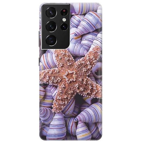 Чехол - накладка ArtColor для Samsung Galaxy S21 Ultra с принтом Сиреневые ракушки re pa чехол накладка artcolor для samsung galaxy s21 ultra с принтом разноцветные ракушки