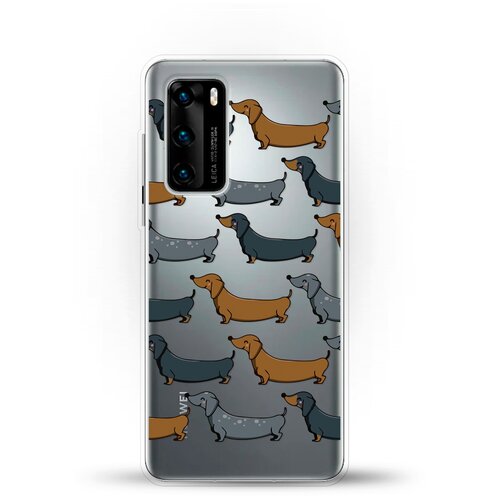 фото Силиконовый чехол узор из такс на huawei p40 andy & paul