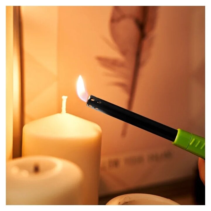 Бытовая газовая пьезозажигалка с классическим пламенем многоразовая (1 шт.) зеленая СК-306 сокол Артикул 61-0969 - фотография № 6
