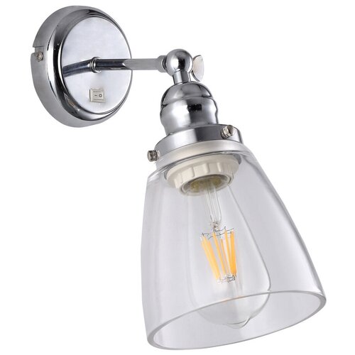 фото Бра arte lamp trento a9387ap-1cc, e27, 40 вт, кол-во ламп: 1 шт., цвет арматуры: хромовый, цвет плафона: бесцветный