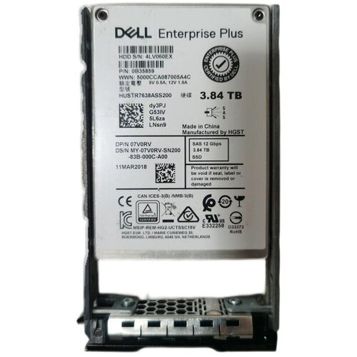 960gb ssd sas read intensive 12gbps 512e 2 5in w 3 5in hyb carr ag 1 dwpd cuskit 14 15g Жесткий диск Dell Enterprise Plus 3.84TB