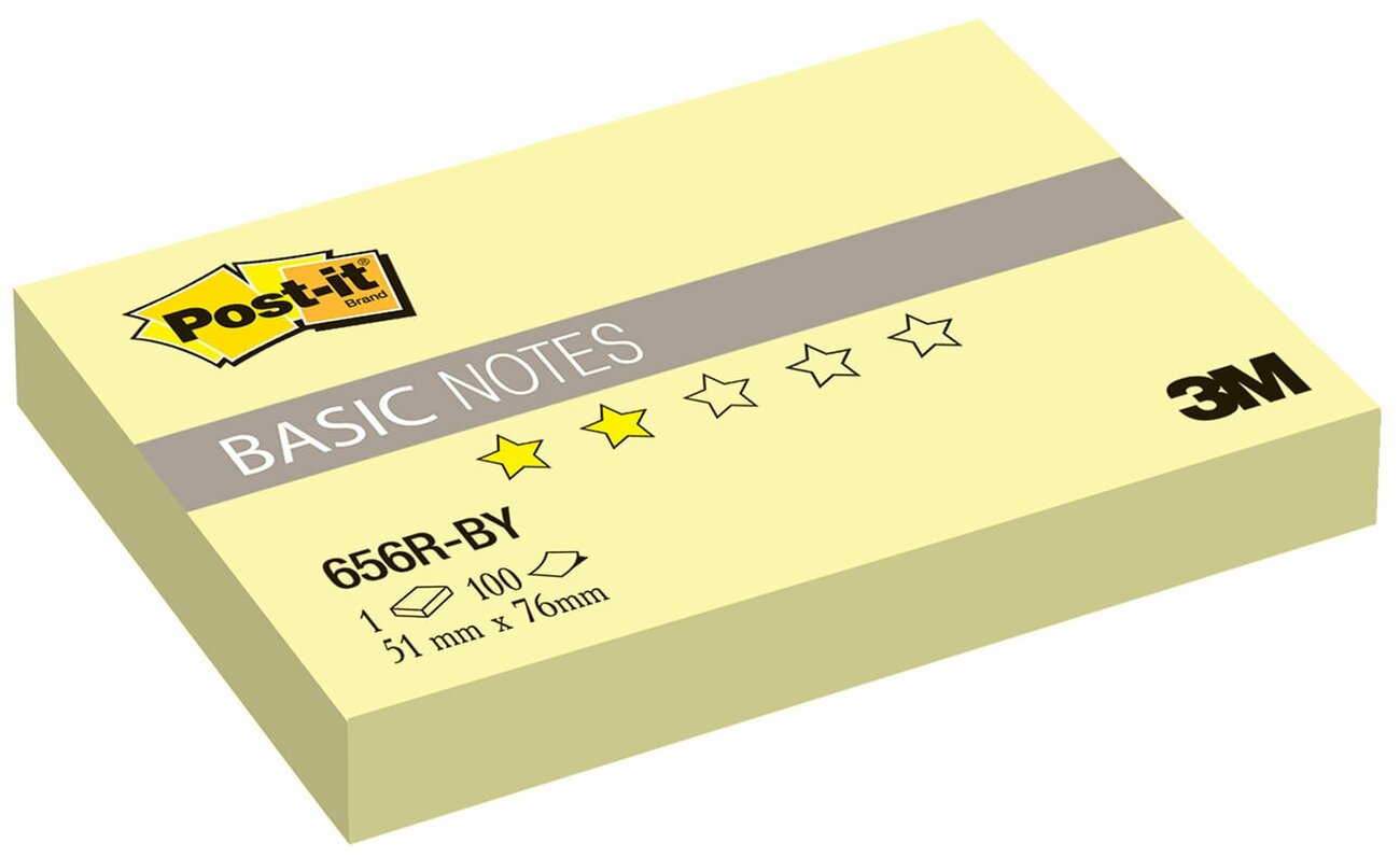Стикеры Post-it Basic 656R-BY, канареечный желт 51х76 мм,100 л