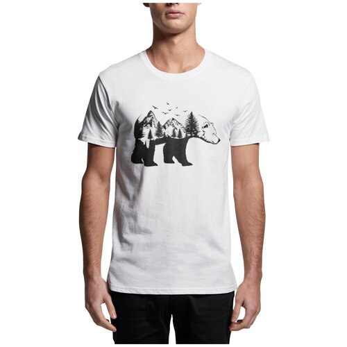 фото Футболка мужская "bear in the woods", белая, размер xxl black pack