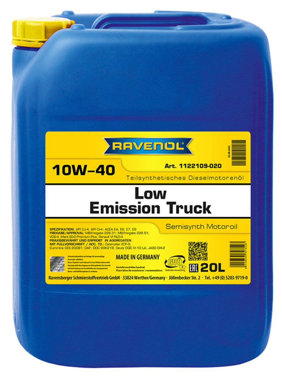 Моторное масло RAVENOL Low Emission Truck SAE 10W-40 (20л) new