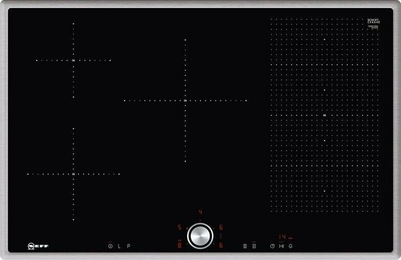 Индукционная варочная панель NEFF T58BT20N0, с рамкой, цвет панели черный, цвет рамки серебристый