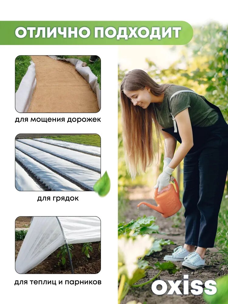 Укрывной материал OXISS OXSPONB30, спанбонд, белый, 10м x 1.6м — фото 1