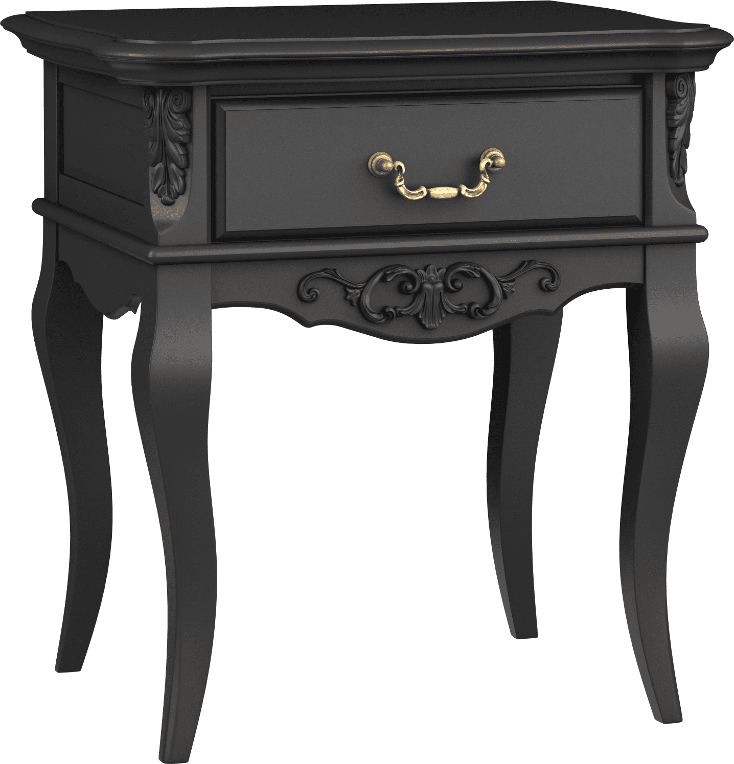 Тумба Ля Нэж прикроватная 1 ящик черная RAL 9011 Прованс дерево без состаривания