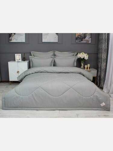 Изображение товара Постельное белье Евро с Одеялом Страйп-Сатин Казанова