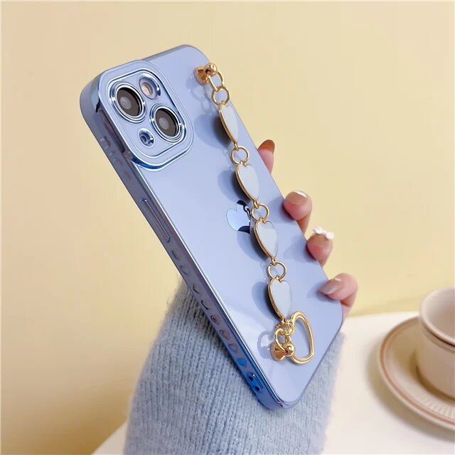 Роскошный чехол-браслет Love Heart на запястье для iPhone 17 Голубой, Синий, Синий, For iPhone 17