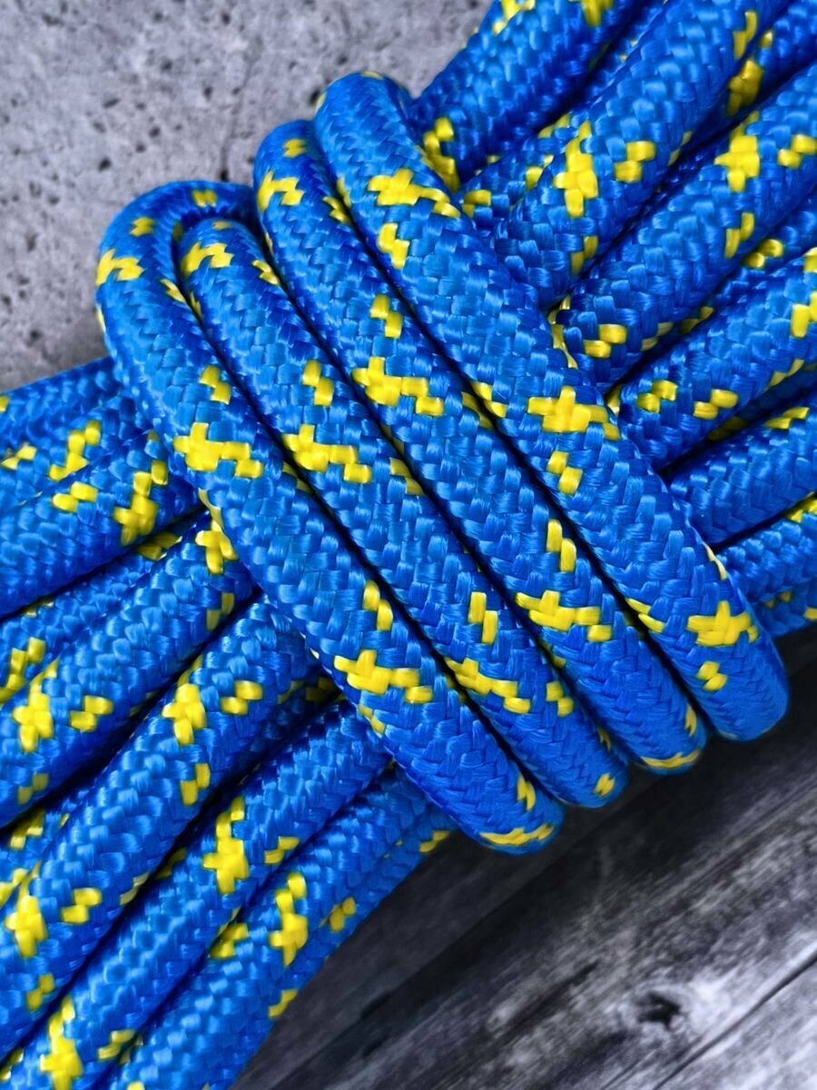 Веревка туристическая 10 мм 10 м синяя. Шнур полипропиленовый плетеный с сердечником — фото 1