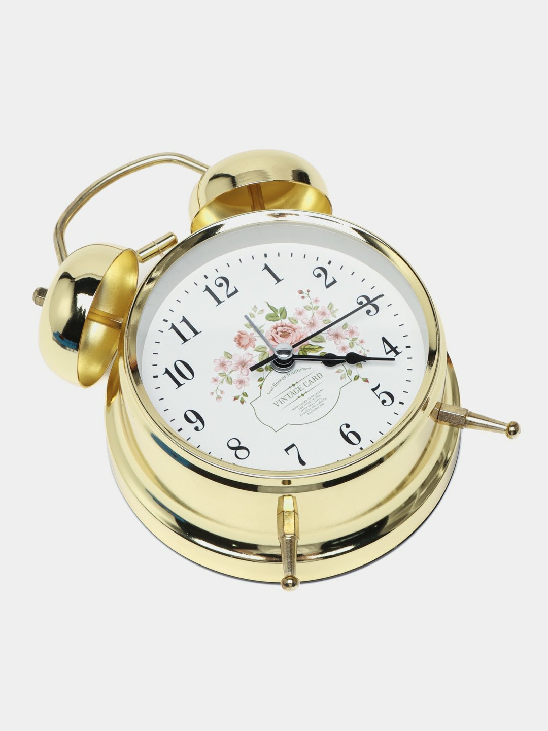 Будильник, часы классические настольные, бесшумные, кварцевые, корпус металлический, 3D — фото 1