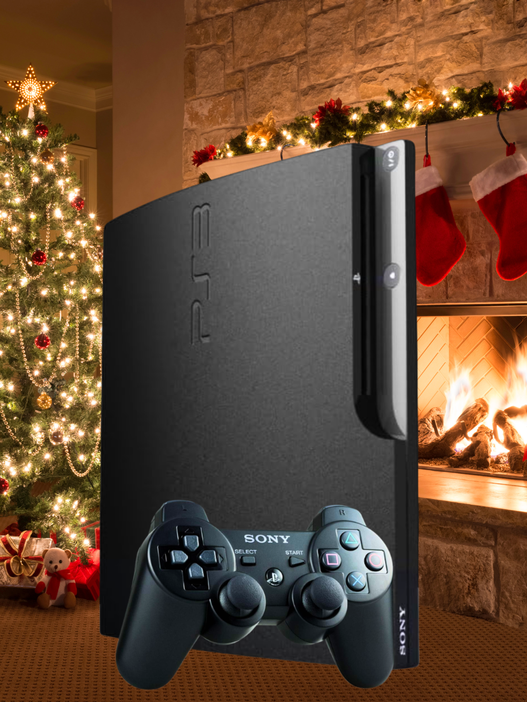 Sony PlayStation 3 Slim, 250 ГБ HDD, 15 игр загружено, 4 джойстика, черный