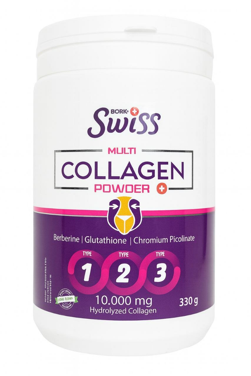 Коллаген 1-2-3 с гиалуроновой кислотой и витамином С , Коллаген, Swiss , Multi Collagen Powder Витамины "1/2/3