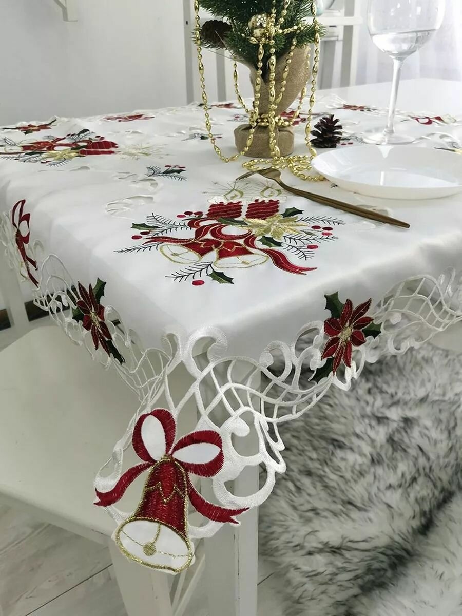 Скатерть новогодняя 90x90 квадратная, Cherir