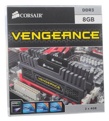Память DDR3 2x4Gb 1600MHz Corsair CMZ8GX3M2A1600C9 Vengeance RTL PC3-12800 CL9 DIMM 240-pin 15В