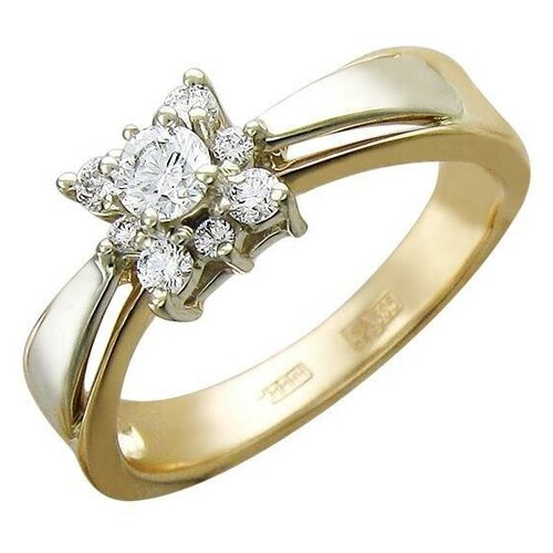 фото Эстет кольцо малинка из комбинированного золота с фианитами в виде цветка 01к166073ж, размер 17