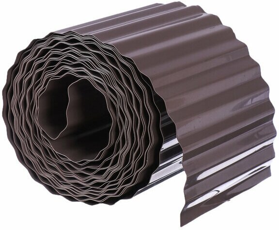 Лента бордюрная 0.15 x 9 м толщина 0.6 мм пластиковая гофра темно-коричневая