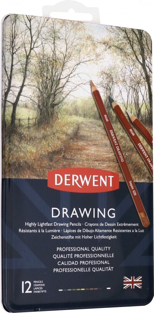 Набор карандашей цветных Derwent "Drawing" 12 цв в метал кор - фото №17