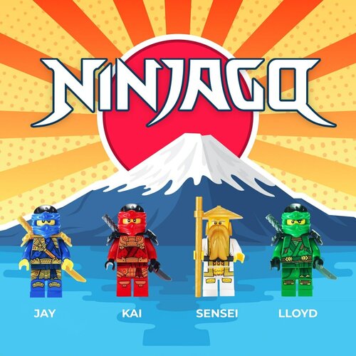 Набор фигурок Ниндзяго / Джей, Сенсей, Кай, Ллойд/ Ninjago минифигурки совместимы с лего, 4 шт.