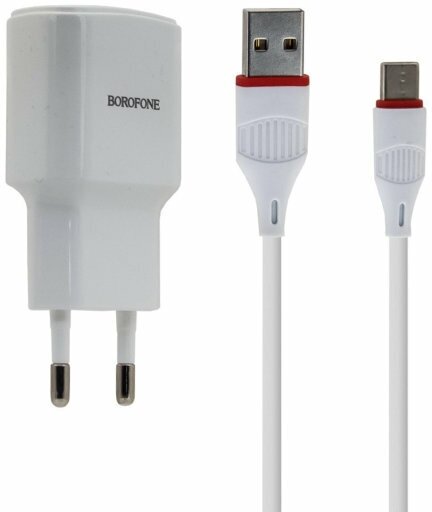 Сетевое зарядное устройство 1USB 2.1A в комплекте с дата-кабелем Type-C Borofone BA48A 1м White