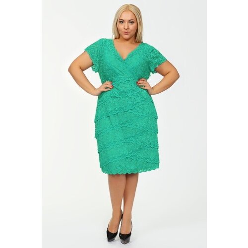 Платье вечернее из гипюра размер 56 цвет бирюзово-зеленый