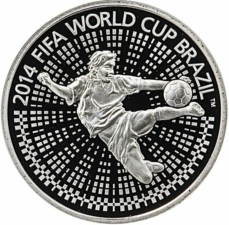 Памятная монета 1 рубль Чемпионат мира по футболу 2014 года. Бразилия. Беларусь, 2013 г. в. Proof