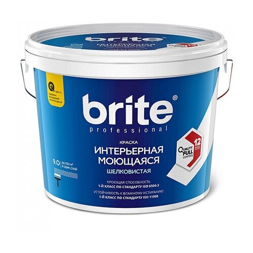 BRITE PROFESSIONAL краска интерьерная супермоющаяся шелковистая, база А (9л)
