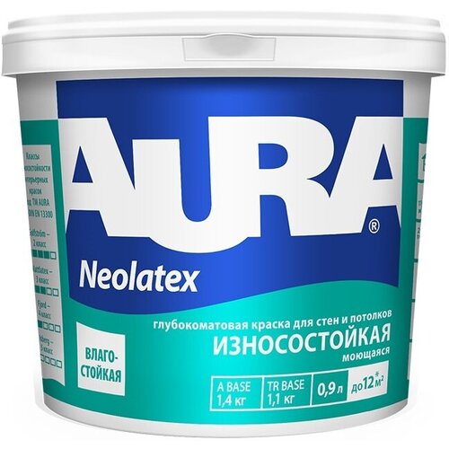 Краска водно-дисперсионная Aura Neolatex для детской влагостойкая моющаяся глубокоматовая белый 0.9 л 0.9 кг