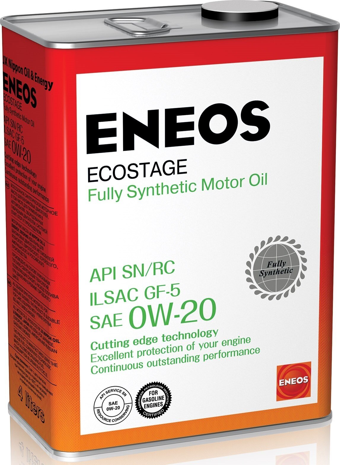 0W20 Ecostage 100% Synt. SN 4л (синт. мотор. масло) Eneos 8801252022022