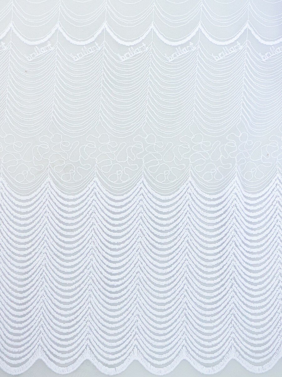 Тюль сетка Amore Mio 300х270 см, 1 шт, с вышивкой, для гостиной, спальни, кухни дома, длинный, на шторной ленте, белый, с принтом волна - фотография № 5