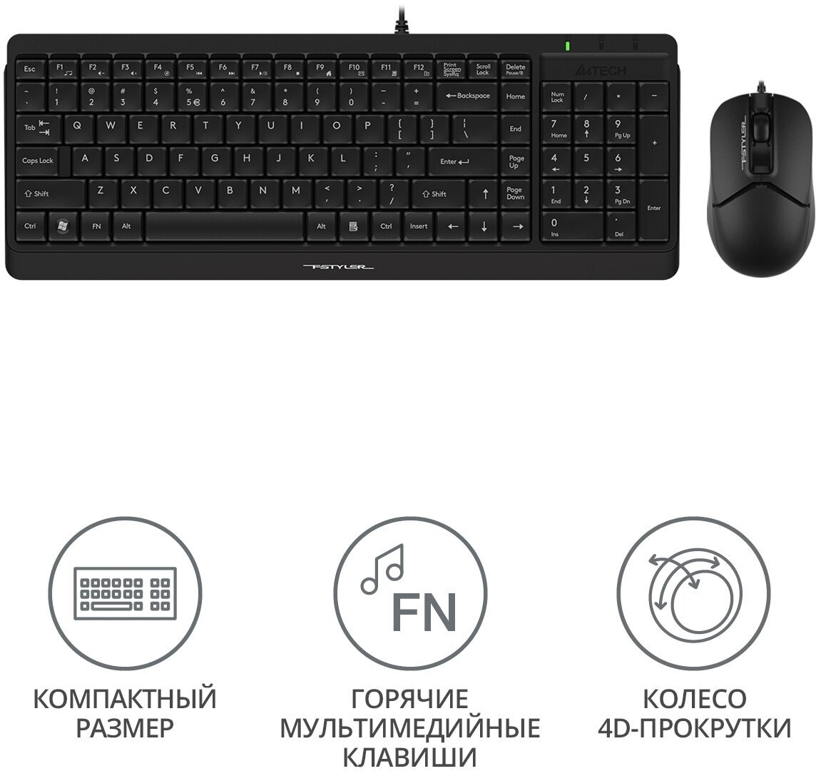 Набор A4Tech Fstyler F1512 Black - фото №2