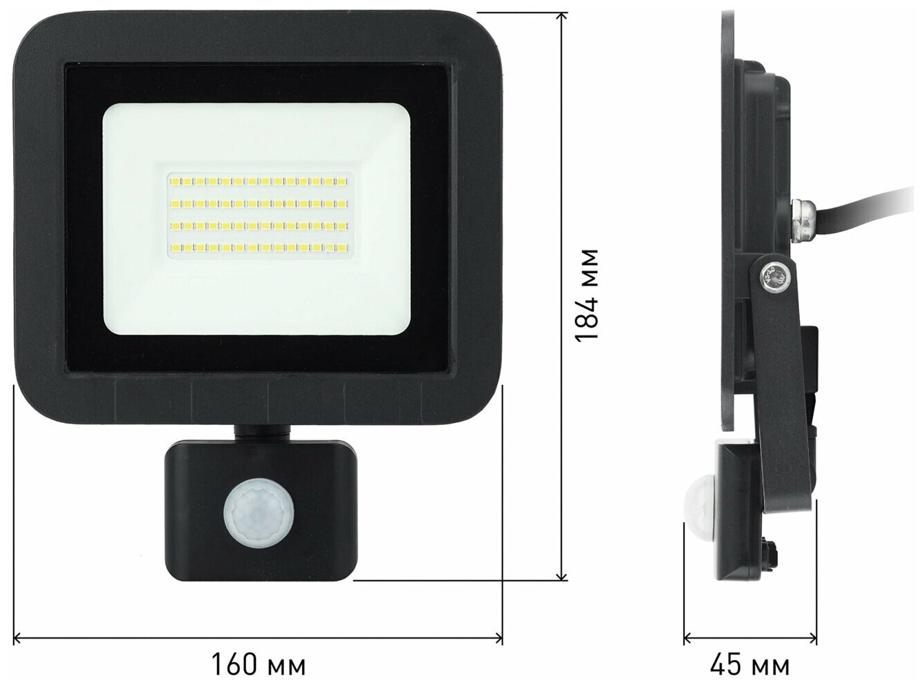 Прожектор светодиодный ЭРА, датчик движения, 50(415) Вт, 6500К, 4000 Лм, IP65, черный, LPR-041-2-65K-050, Б0043587 - фотография № 4