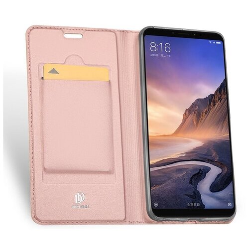 фото Чехол-книжка mypads для xiaomi mi max 3 водоотталкивающий с мульти-подставкой на жесткой металлической основе розовый