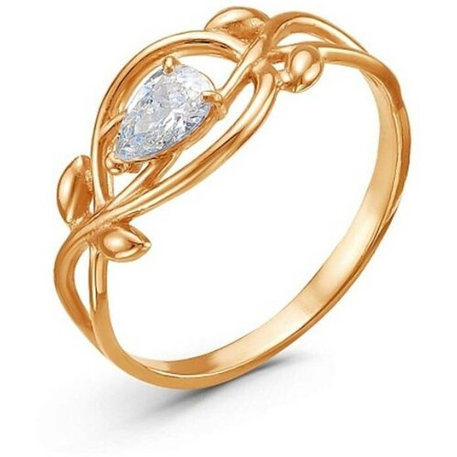 фото Кольцо женское с фианитом красная пресня - роза, цвет золотой, из латуни, 17.5 мм, 1 шт newstore